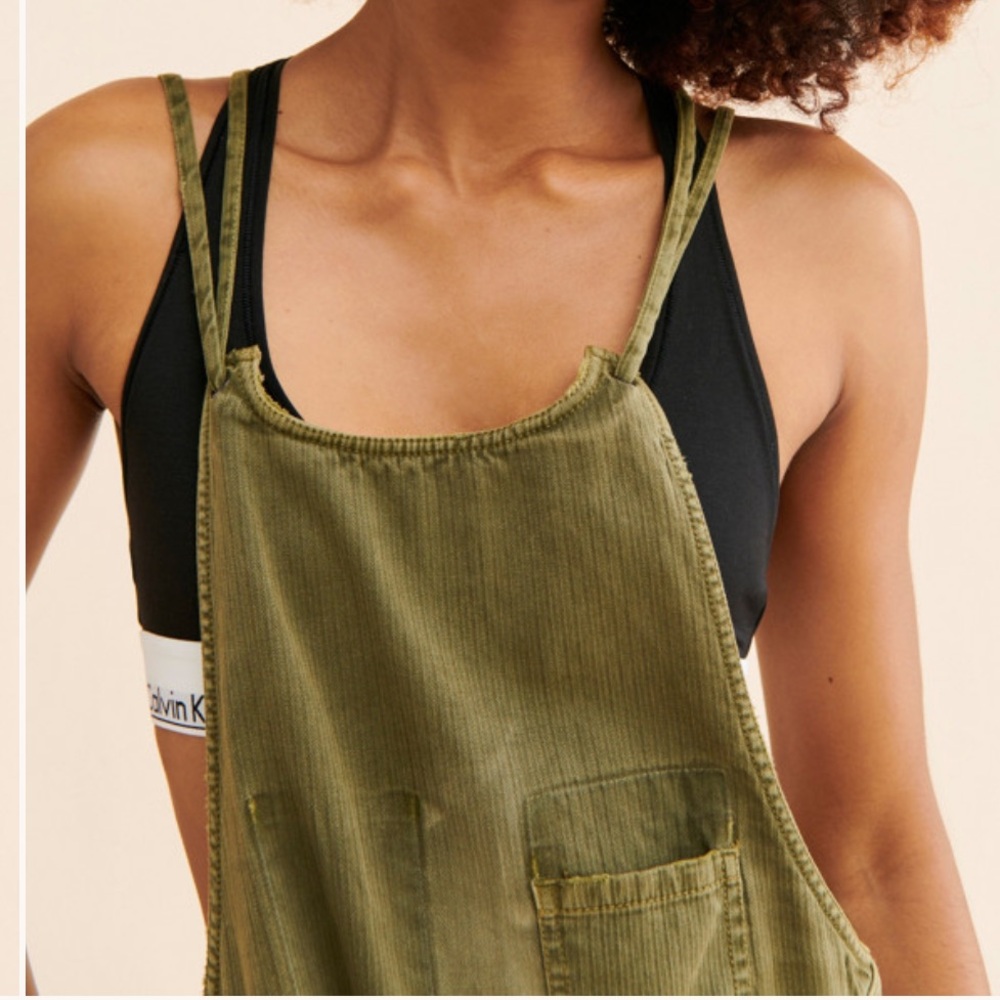 Free People In My Mind Washed Shortalls - Picture 3 of 8